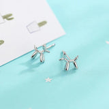 Ruifan Puppy/Dog Rose 2 925 Sterling Silver Small Stud Earrings