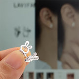 S925 Sterling Silver Rabbit Carrot Studs Earrings