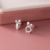 S925 Sterling Silver Rabbit Carrot Studs Earrings