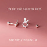 S925 Sterling Silver Rabbit Carrot Studs Earrings