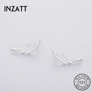 Minimalist 925 Silver Stud Earrings Geometric Line Women Fine Jewelry Gift