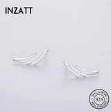 Minimalist 925 Silver Stud Earrings Geometric Line Women Fine Jewelry Gift