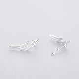 Minimalist 925 Silver Stud Earrings Geometric Line Women Fine Jewelry Gift