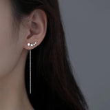 925 Silver Star Tassel Zircon Earrings Wedding Jewelry Gift
