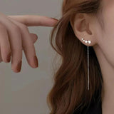 925 Silver Star Tassel Zircon Earrings Wedding Jewelry Gift