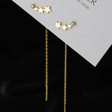 925 Silver Star Tassel Zircon Earrings Wedding Jewelry Gift