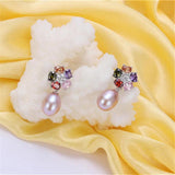 925 Silver Zircon Drop Earrings Freshwater Pearl for Women