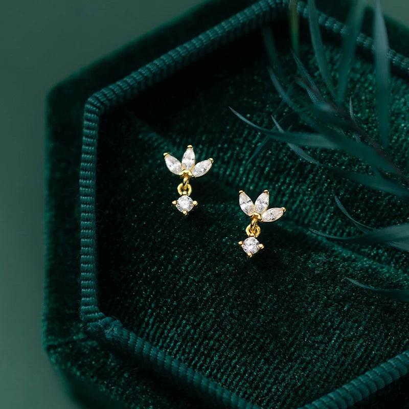 925 Silver Clover Stud Earrings for Women Wedding
