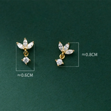 925 Silver Clover Stud Earrings for Women Wedding