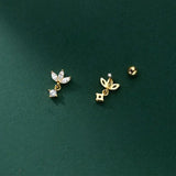 925 Silver Clover Stud Earrings for Women Wedding