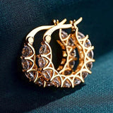 Rainbow CZ Hoop Earrings Multicolored Round Cubic Zirconia Women's Jewelry