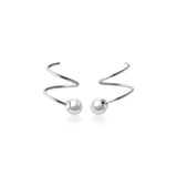 Trustdavis 925 Silver 5mm Pearl Ear Buckle Ring Double Ring Earrings
