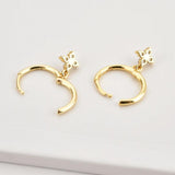 925 Silver Zircon Charm Drop Earrings Dangle Tiny Women Piercing Fine Jewelry