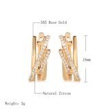 Geometric Hollow Double Twill 585 Girl Earrings Natural Zircon