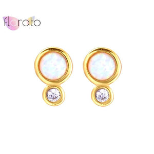 925 Silver Opal Crystal Stud Earrings For Women