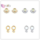 925 Silver Opal Crystal Stud Earrings For Women
