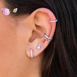 925 Silver Opal Crystal Stud Earrings For Women