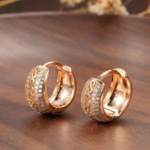 Rose Hoop Earrings for Women with Micro Zircon Texture