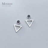 Geometric Triangle Dangle Earring 925 Sterling Silver Round Drop Jewelry
