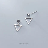 Geometric Triangle Dangle Earring 925 Sterling Silver Round Drop Jewelry