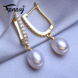 Freshwater Pearl Geometric Silver Earrings Party Jewelry