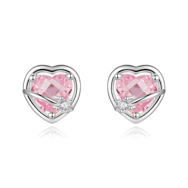 TrustDavis Heart Beads Stud Earrings for Women Girls, DS3662
