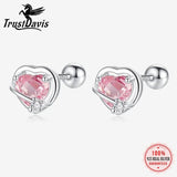 TrustDavis Heart Beads Stud Earrings for Women Girls, DS3662