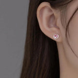 TrustDavis Heart Beads Stud Earrings for Women Girls, DS3662