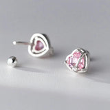 TrustDavis Heart Beads Stud Earrings for Women Girls, DS3662