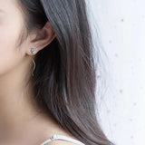 Tassel Drop Earrings 925 Silver Crystal Stars Moon Jewelry