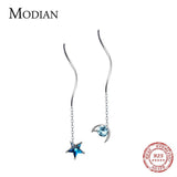 Tassel Drop Earrings 925 Silver Crystal Stars Moon Jewelry