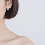 925 Silver Stud Earring Sweet Crystal Leaf Earring Women Korea Lady Jewelry
