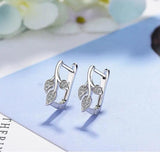 925 Silver Stud Earring Sweet Crystal Leaf Earring Women Korea Lady Jewelry