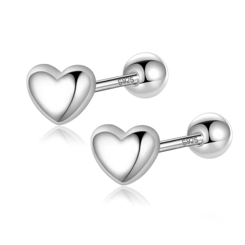 Trustdavis 925 Silver Heart Beads Stud Earrings Wedding Party S925 Jewelry