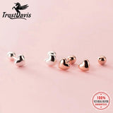 Trustdavis 925 Silver Heart Beads Stud Earrings Wedding Party S925 Jewelry