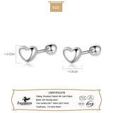 Trustdavis 925 Silver Heart Beads Stud Earrings Wedding Party S925 Jewelry