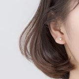 Trustdavis 925 Silver Heart Beads Stud Earrings Wedding Party S925 Jewelry