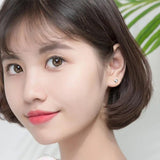 Trustdavis 925 Silver Heart Beads Stud Earrings Wedding Party S925 Jewelry