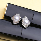 Vintage Shell Stud Earrings 925 Sterling Silver Jewelry