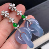 Chalcedony Lavender Interlocking Earrings Chinese Style Engagement Jewelry