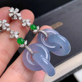 Chalcedony Lavender Interlocking Earrings Chinese Style Engagement Jewelry