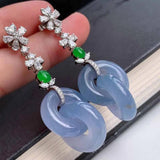 Chalcedony Lavender Interlocking Earrings Chinese Style Engagement Jewelry