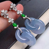 Chalcedony Lavender Interlocking Earrings Chinese Style Engagement Jewelry