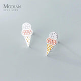 925 Sterling Silver Enamel Ice Cream Stud Earring