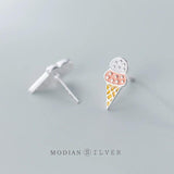925 Sterling Silver Enamel Ice Cream Stud Earring