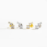 925 Silver 3 Big CZ Stud Earring Piercing Crystal Fine Jewelry