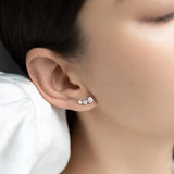 925 Silver 3 Big CZ Stud Earring Piercing Crystal Fine Jewelry
