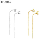 925 Silver Star Moon Chain Drop Earring Rock Punk Jewels