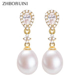 Zircon Drop Earring Freshwater Pearl 18k Earrings For Women