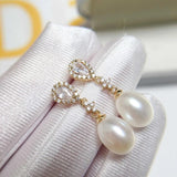 Zircon Drop Earring Freshwater Pearl 18k Earrings For Women
